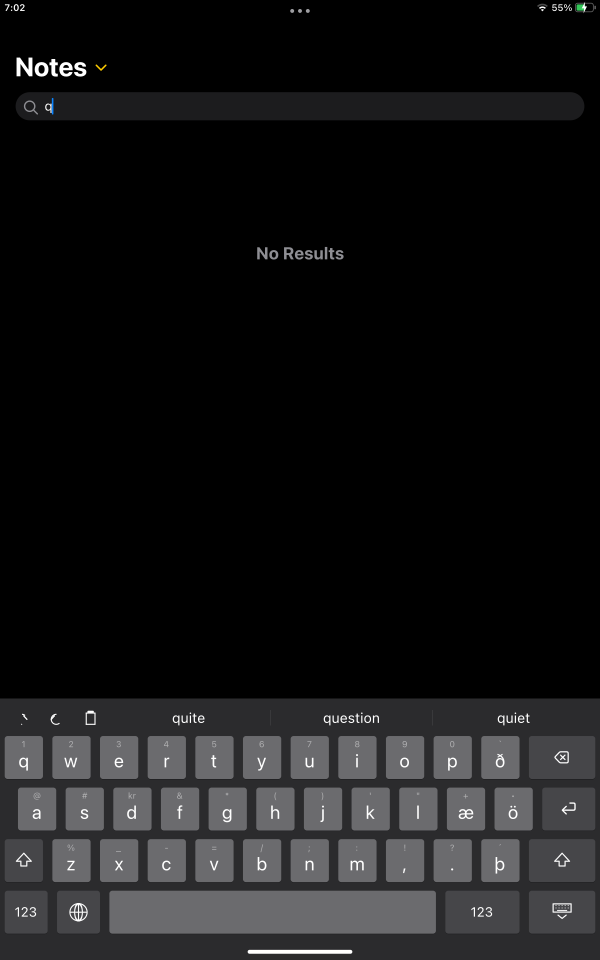 Notes with the on-screen keyboard
